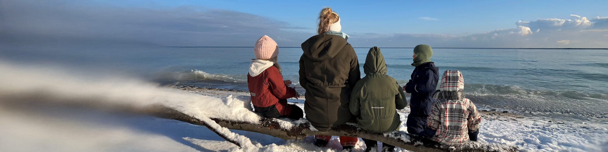 Family in winter landscape