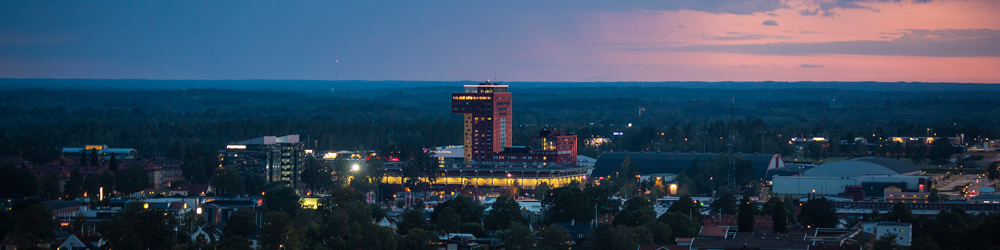 Flygbild över stadsdelen Arenastaden i Växjö